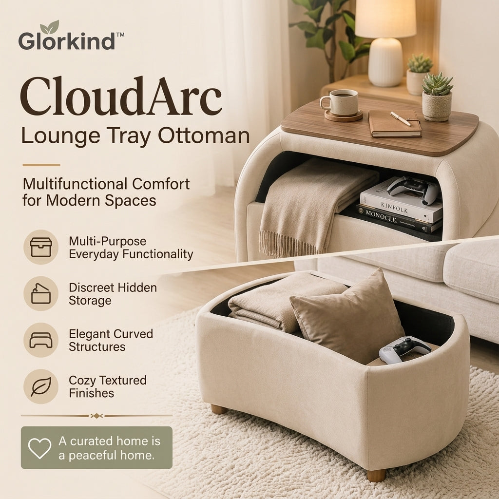 Glorkind™ CloudArc Lounge Tray Ottoman