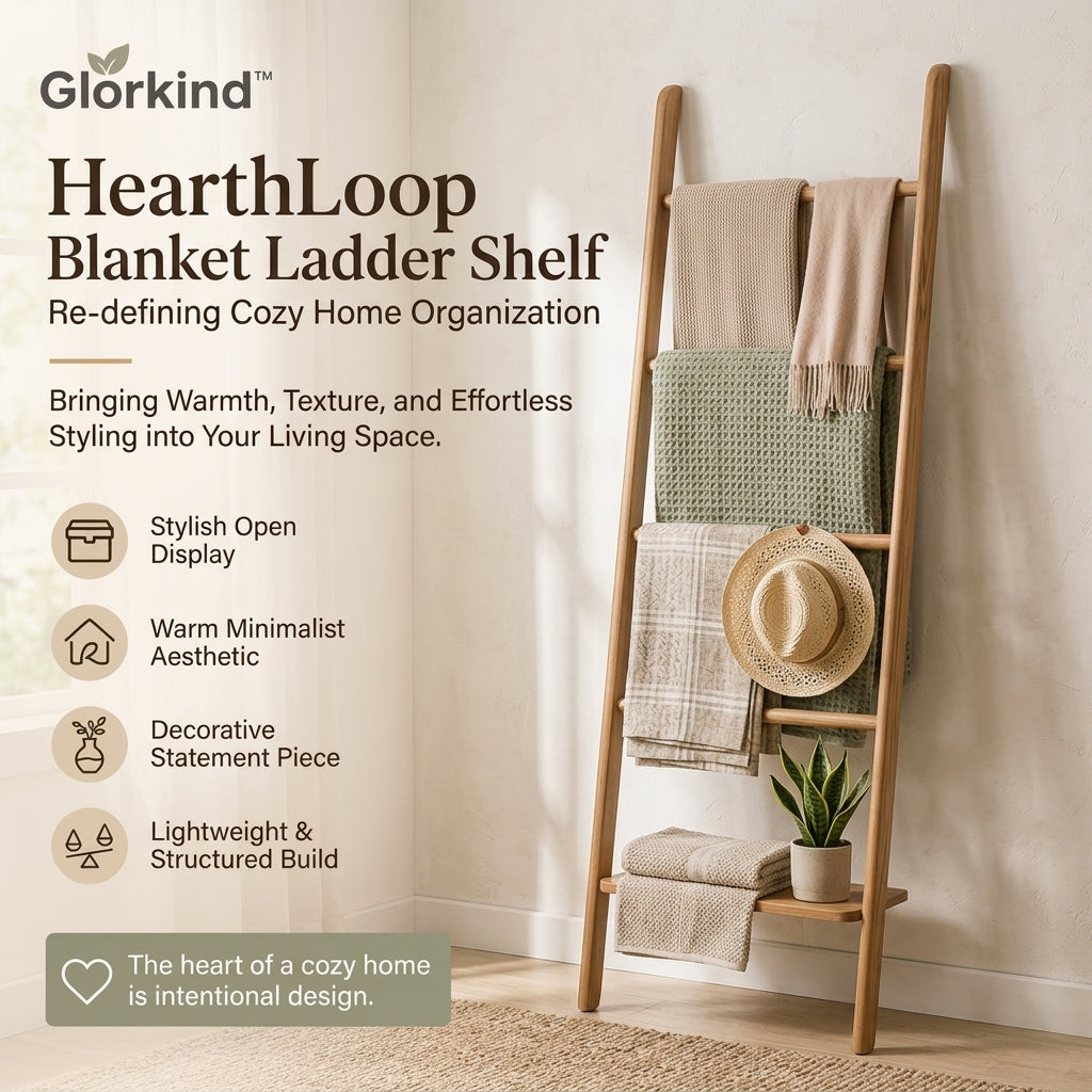 Glorkind™ HearthLoop Blanket Ladder Shelf